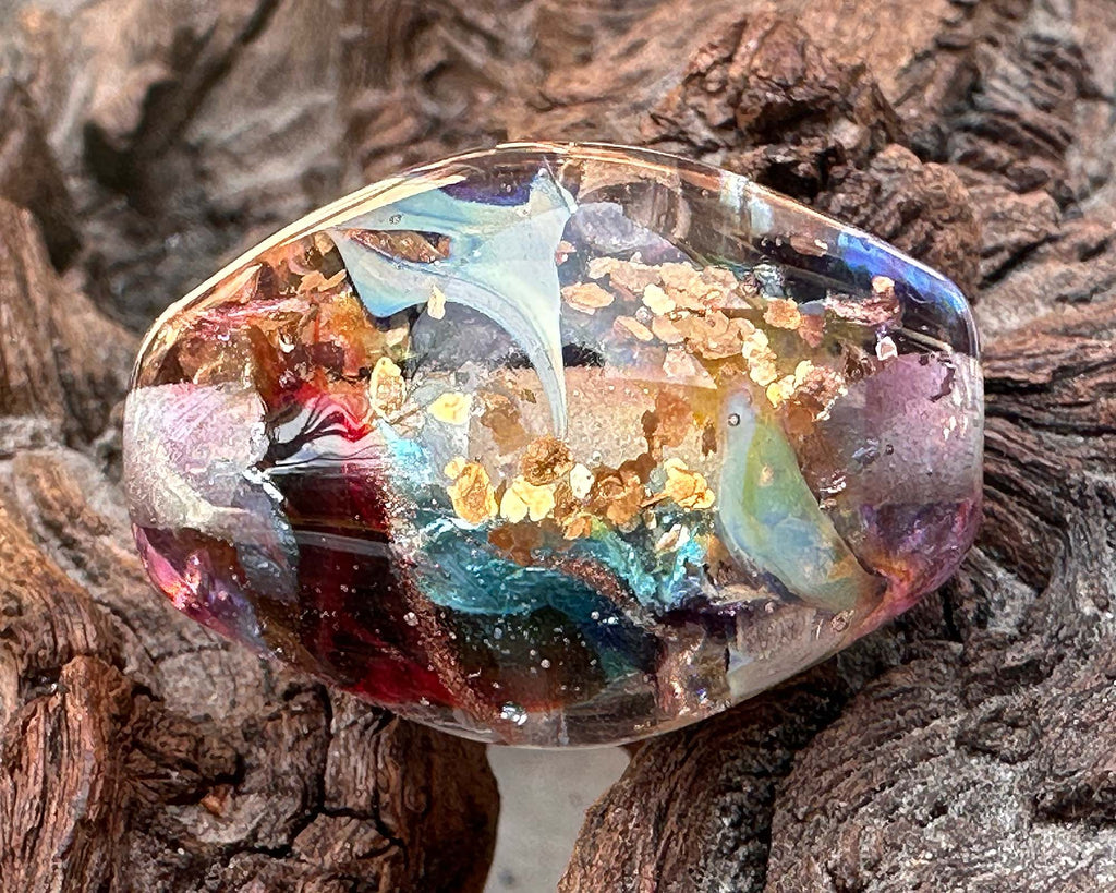 gold lampwork bead