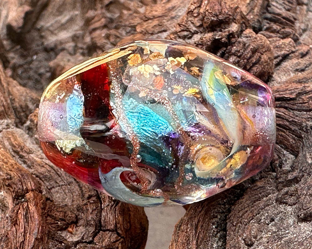 gold lampwork bead