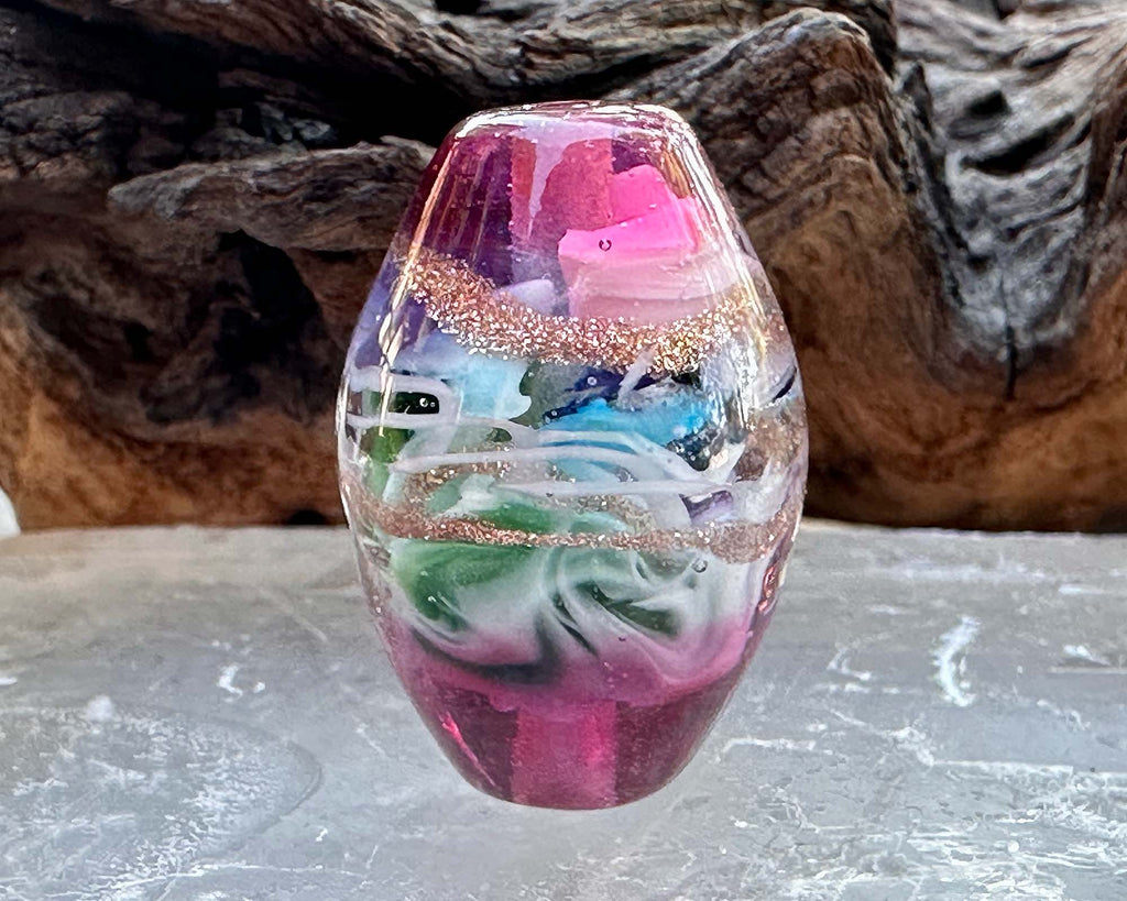 pink lampwork focal bead