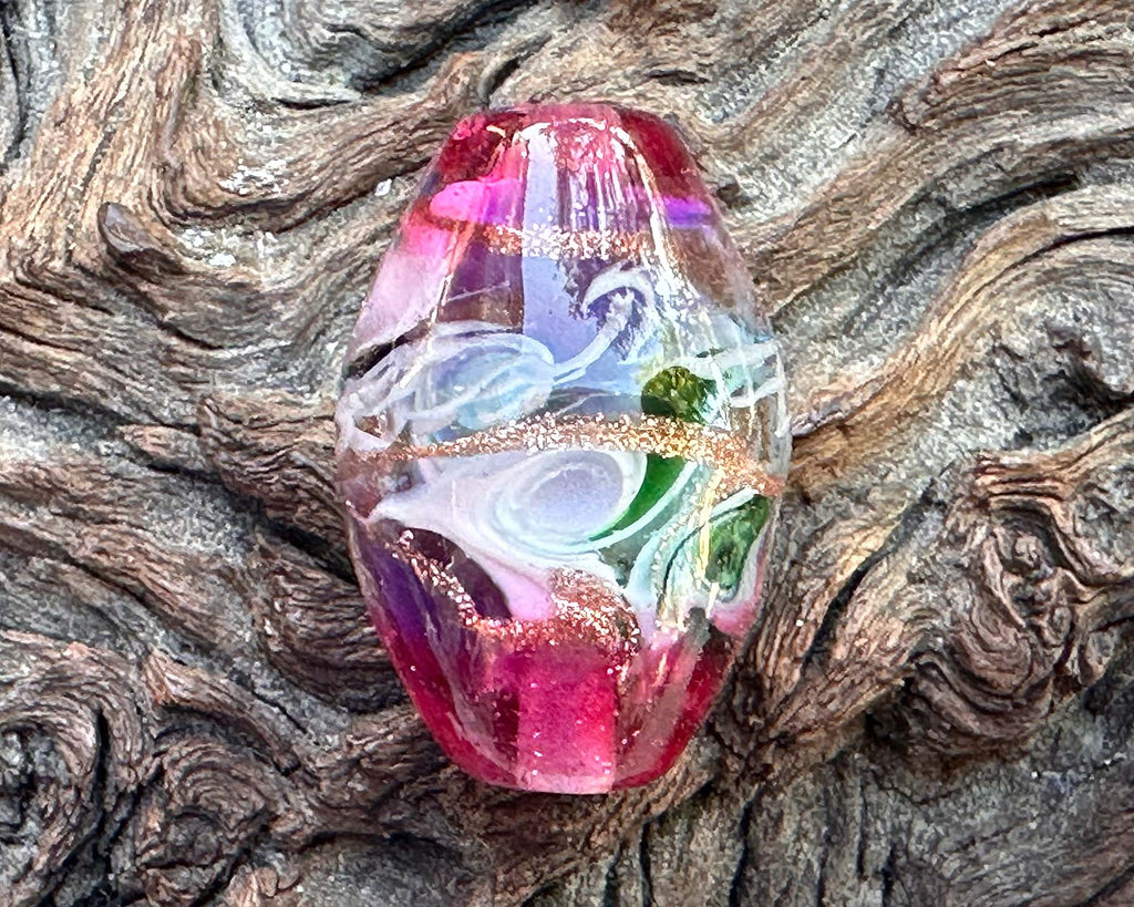 pink lampwork bead