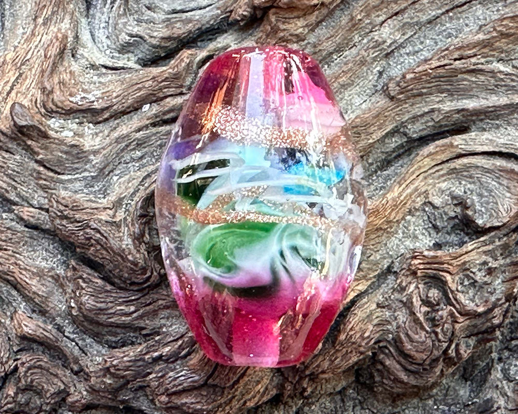 pink lampwork focal bead