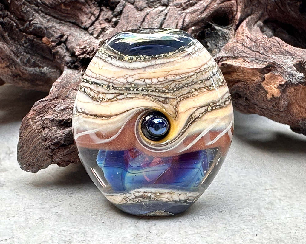 blue lampwork bead