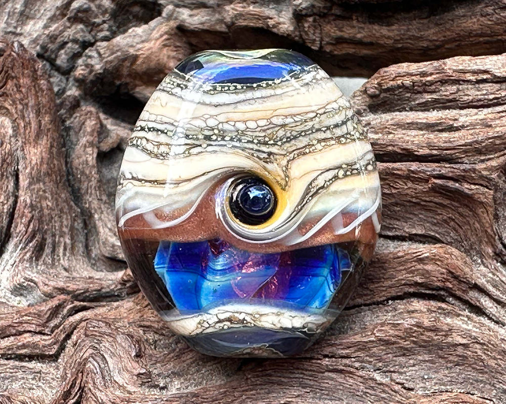 blue lampwork bead