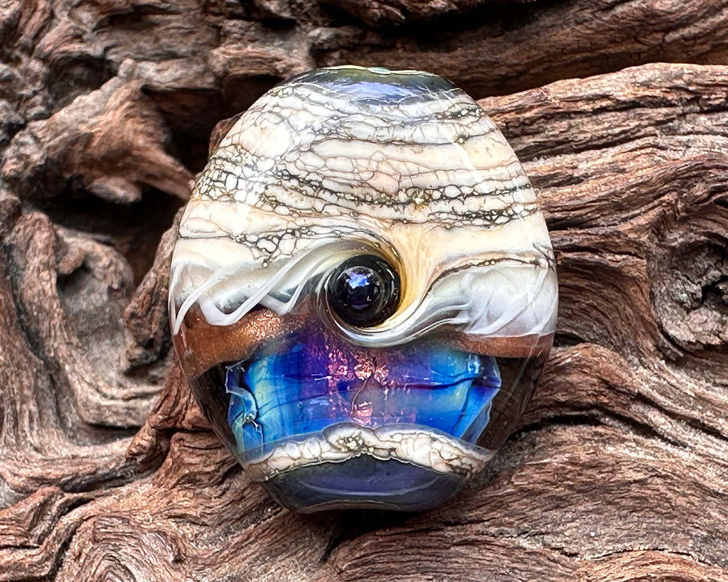 blue lampwork bead