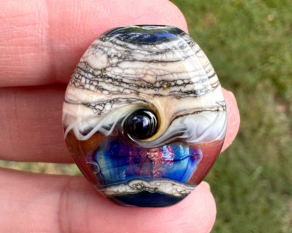 blue lampwork bead