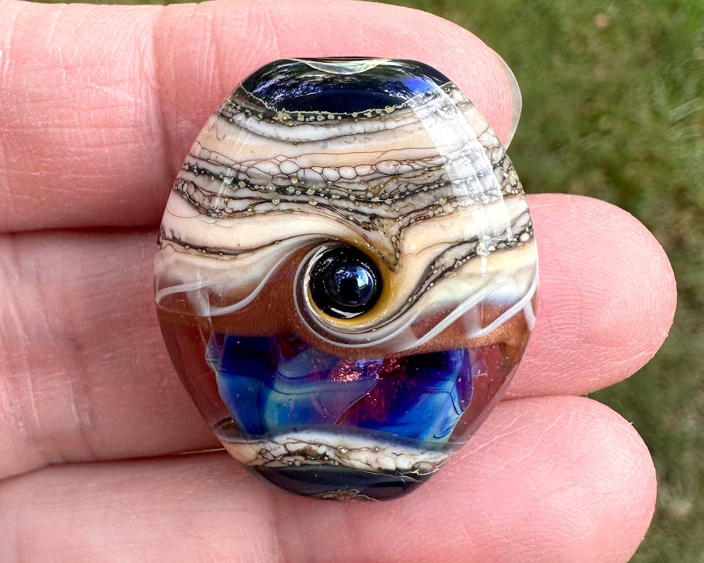 blue lampwork bead