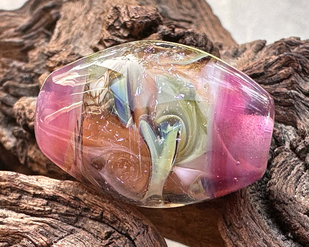 pink lampwork bead