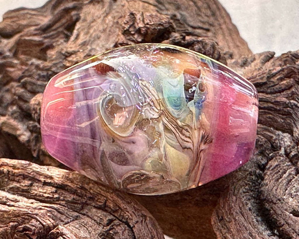 pink lampwork bead