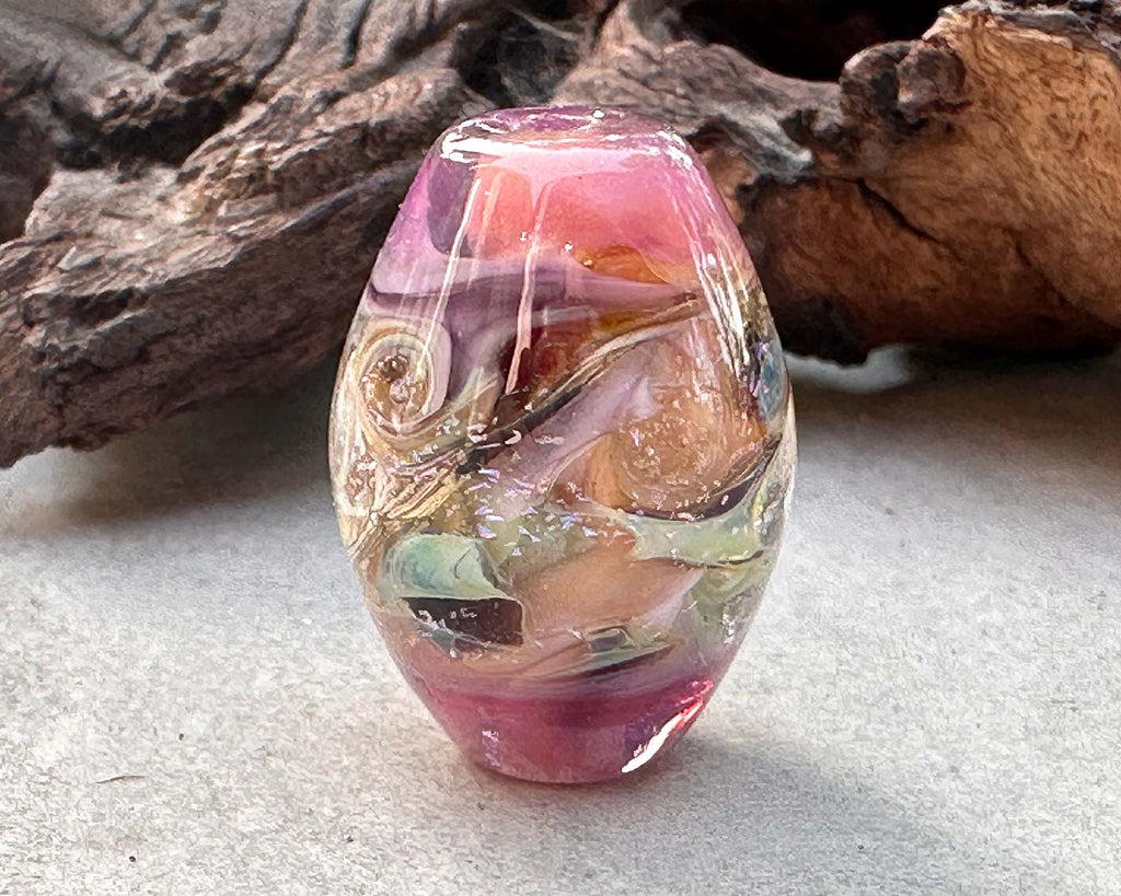 pink lampwork bead