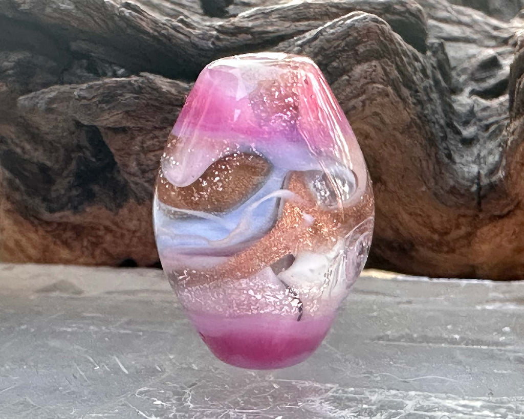 pink lampwork bead