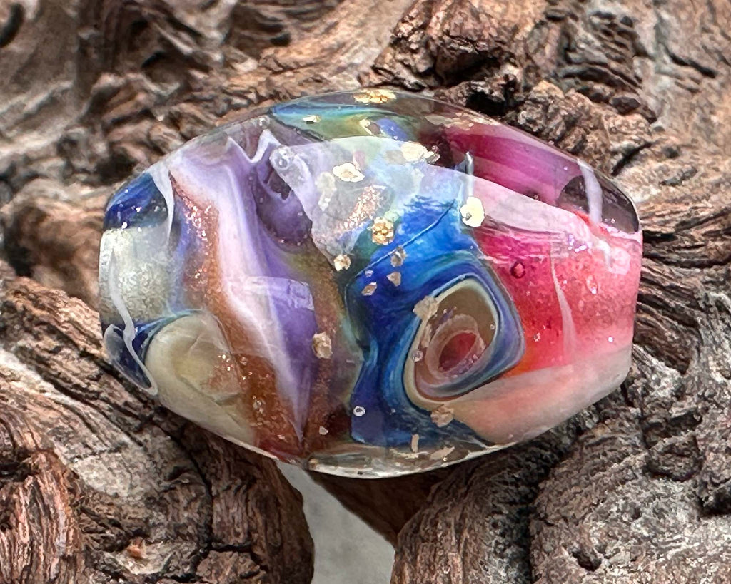 pink blue lampwork bead