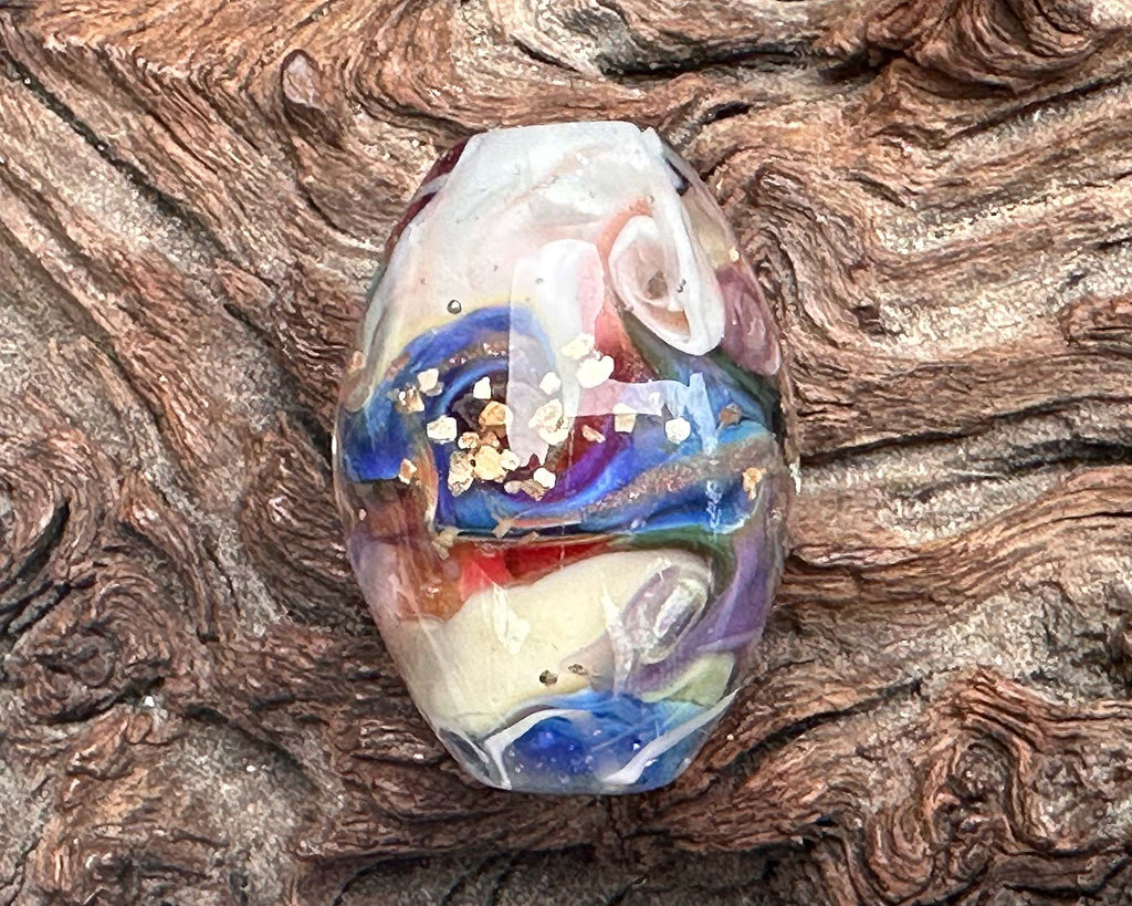 pink blue lampwork bead
