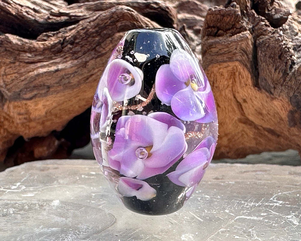 floral lampwork bead