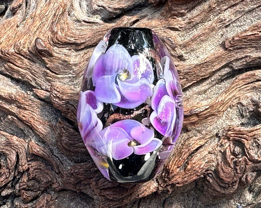 floral lampwork bead