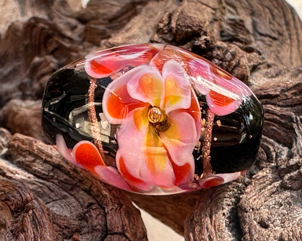 floral lampwork bead