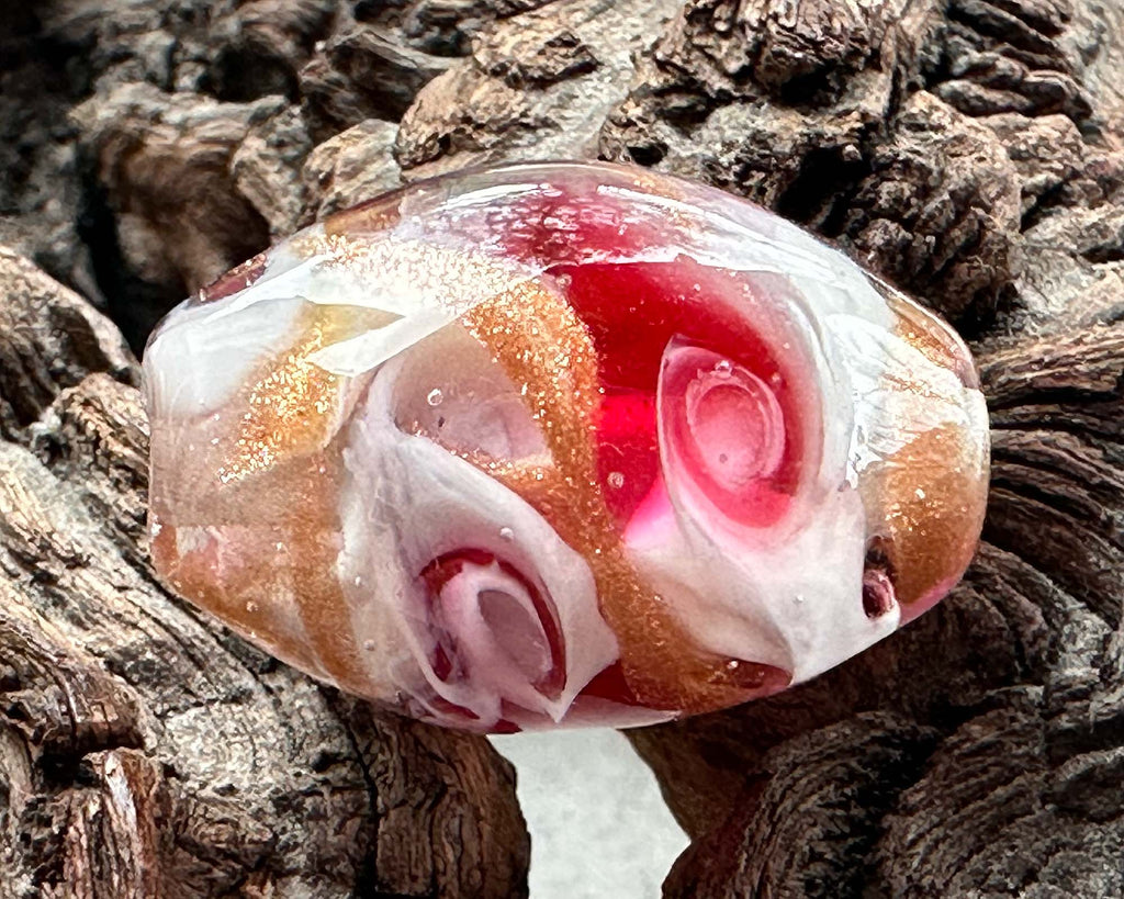 pink gold lampwork bead