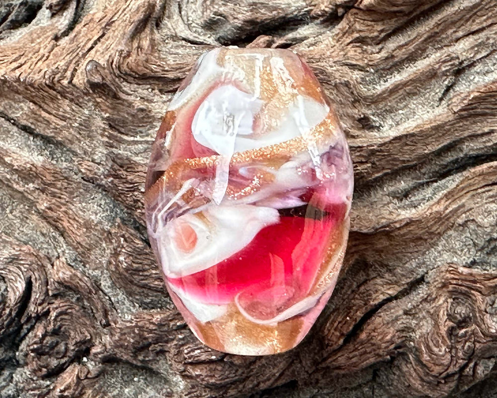 pink gold lampwork bead