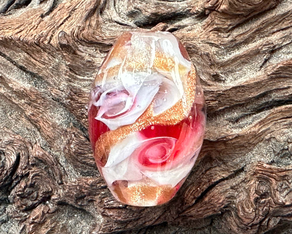 pink gold lampwork bead