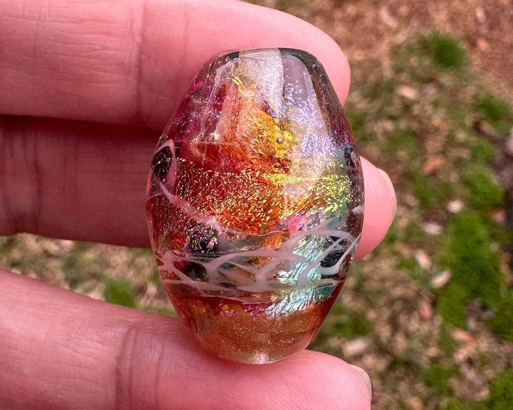 rainbow lampwork bead