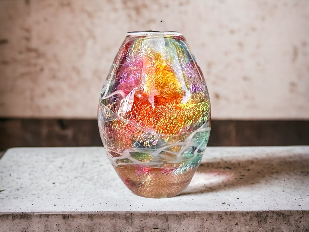 rainbow lampwork bead