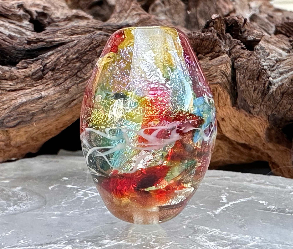 rainbow lampwork bead