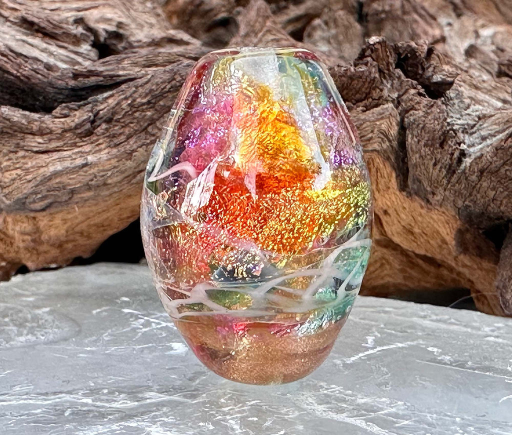 rainbow lampwork bead