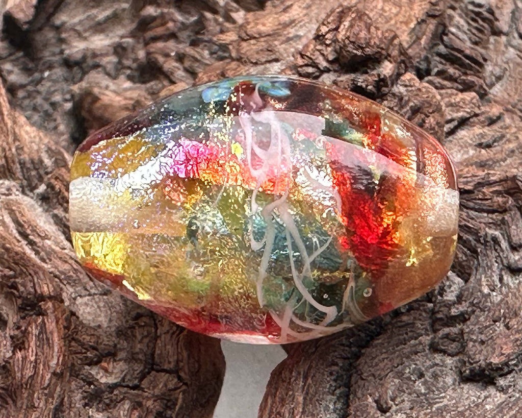 rainbow lampwork bead