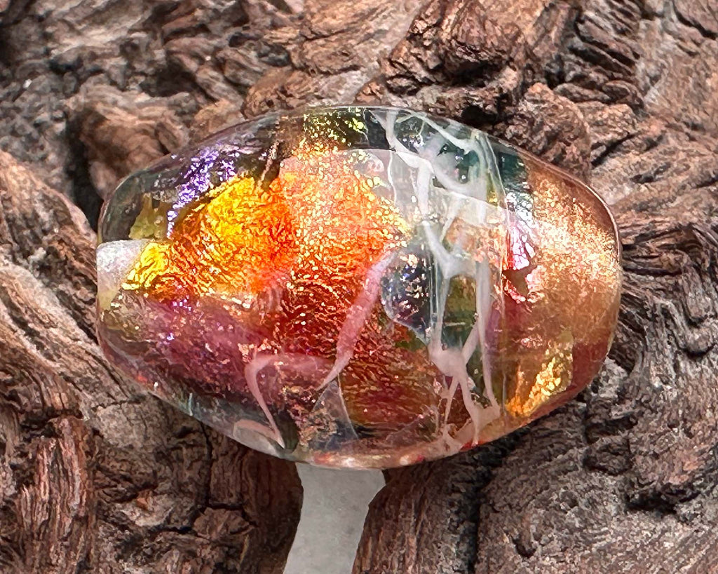 rainbow lampwork bead