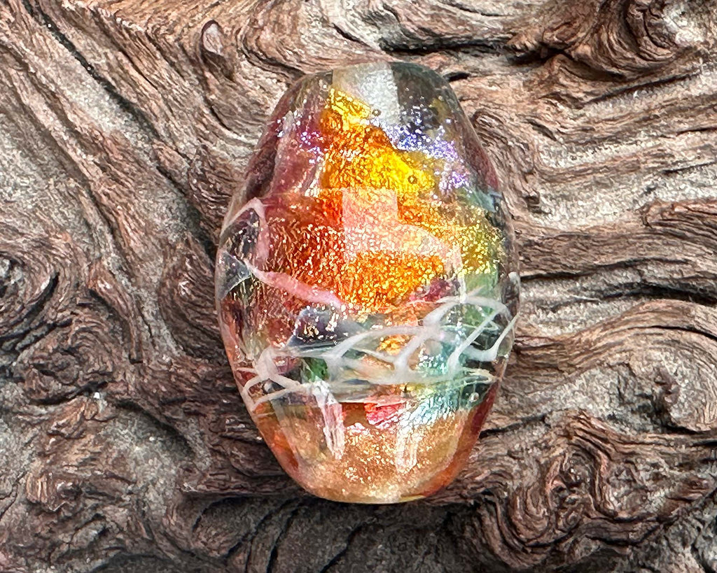 rainbow lampwork bead