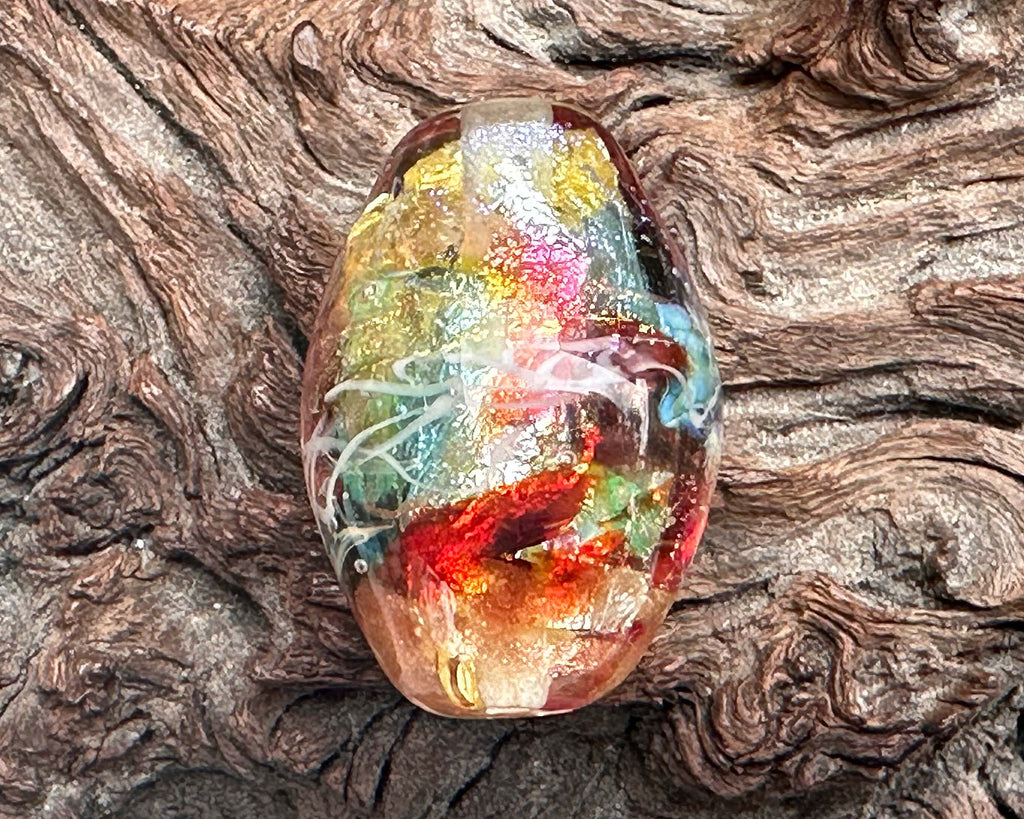 rainbow lampwork bead