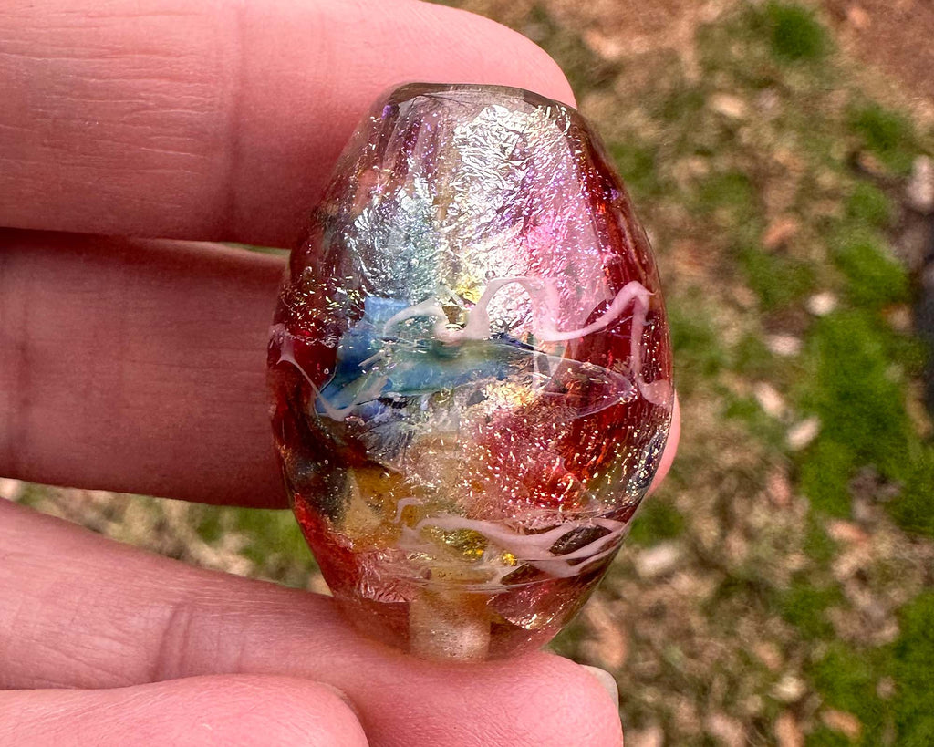 rainbow lampwork bead