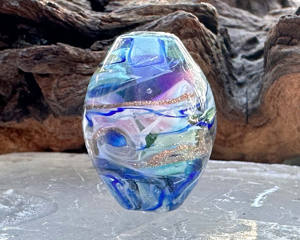 blue lampwork bead