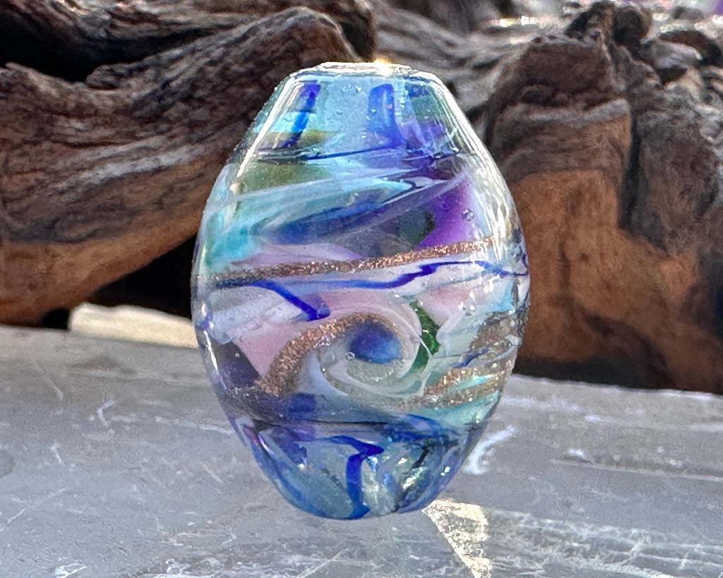 blue lampwork bead