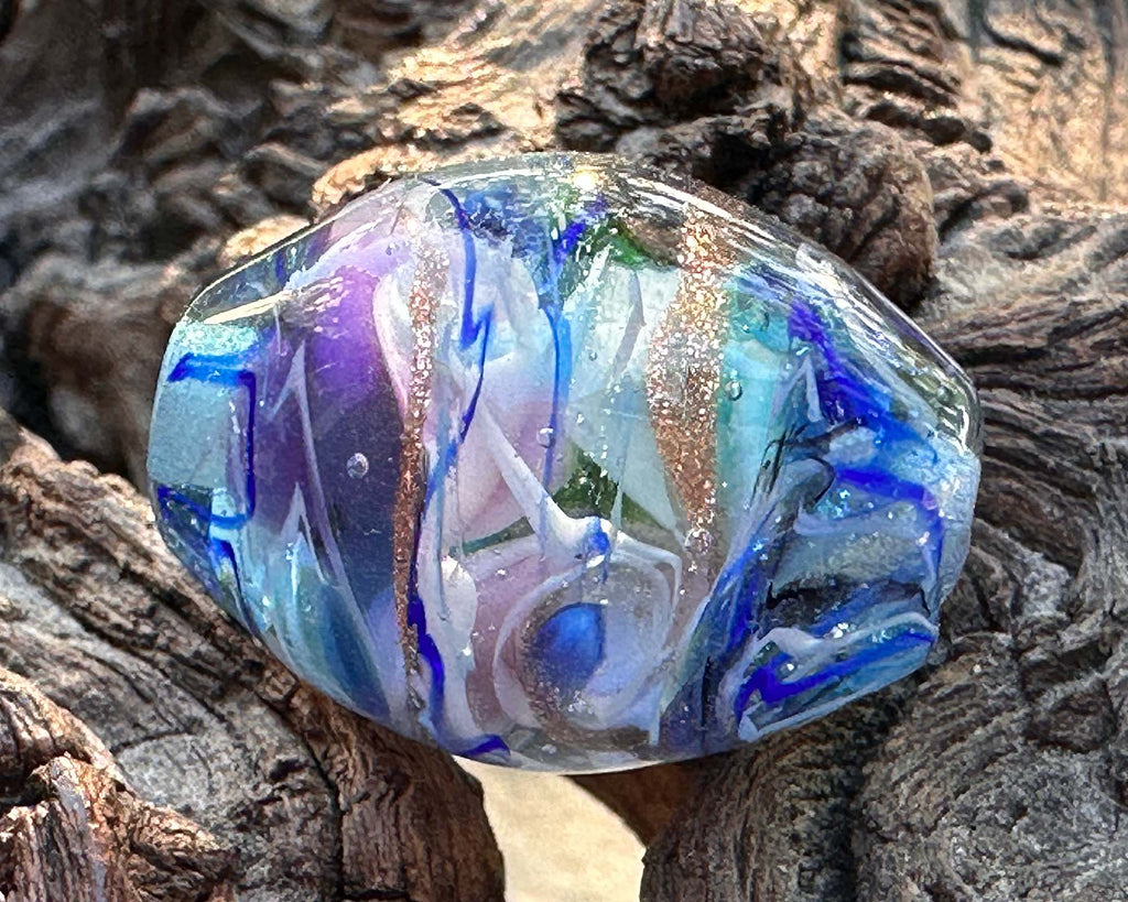 blue lampwork bead