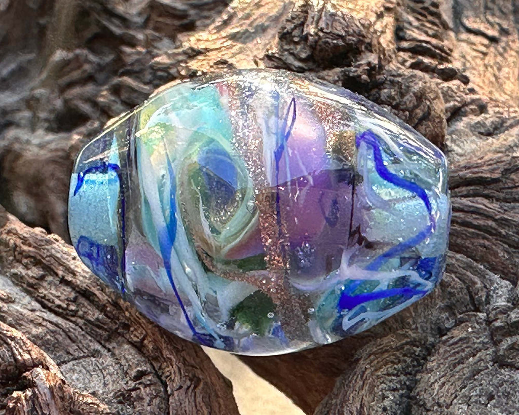 blue lampwork bead