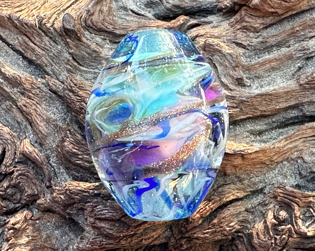 blue lampwork bead