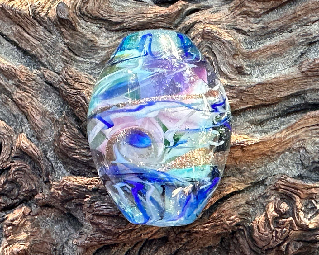 blue lampwork bead