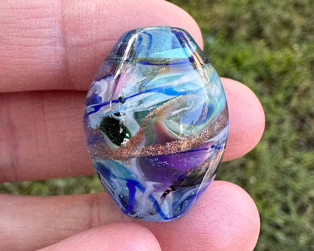 blue lampwork bead