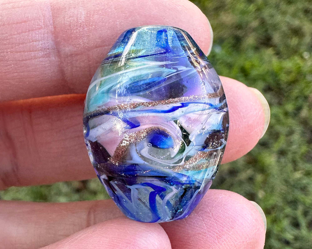 blue lampwork bead