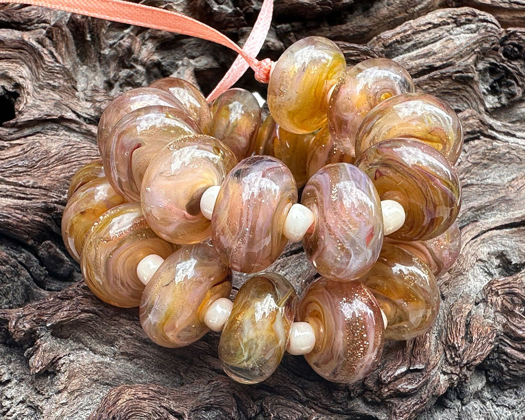 peach lampwork beads