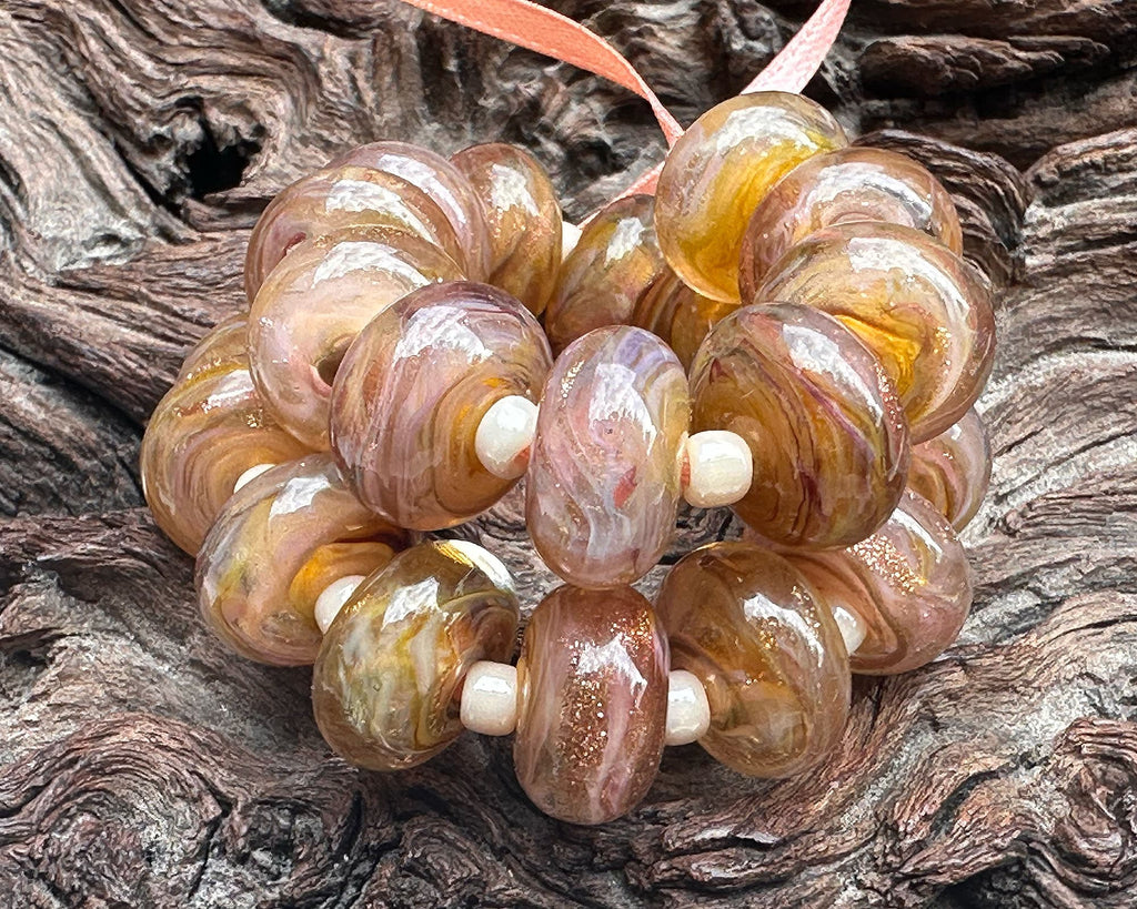 peach lampwork beads