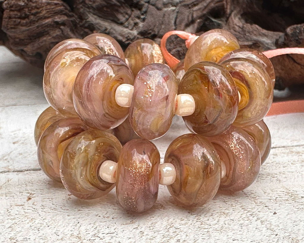 peach lampwork beads