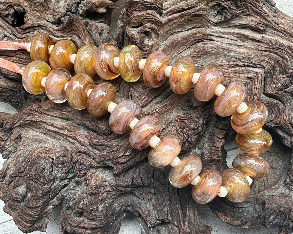 peach lampwork beads