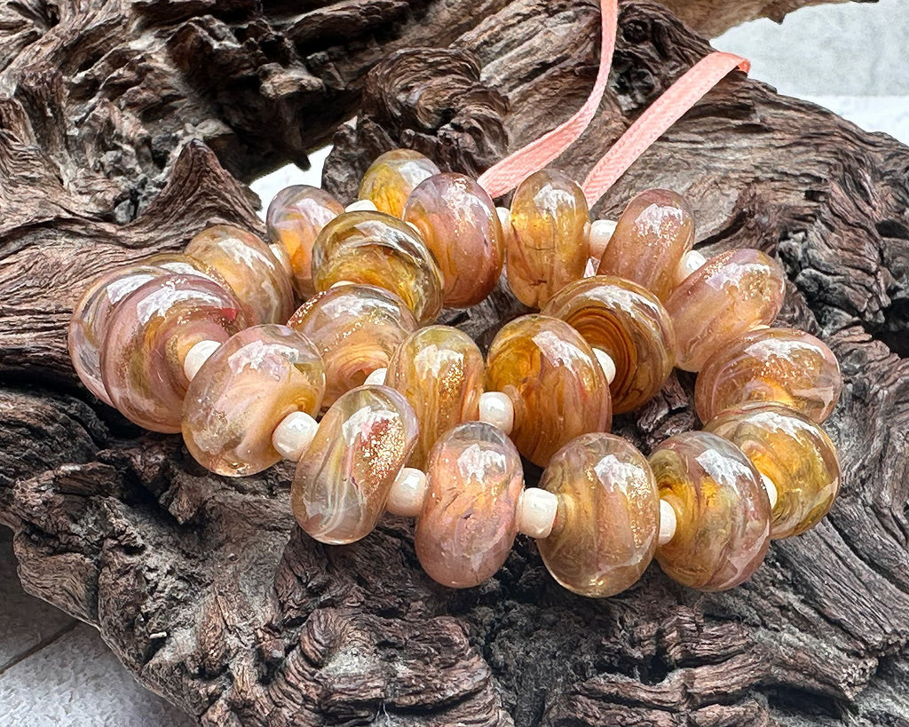 peach lampwork beads