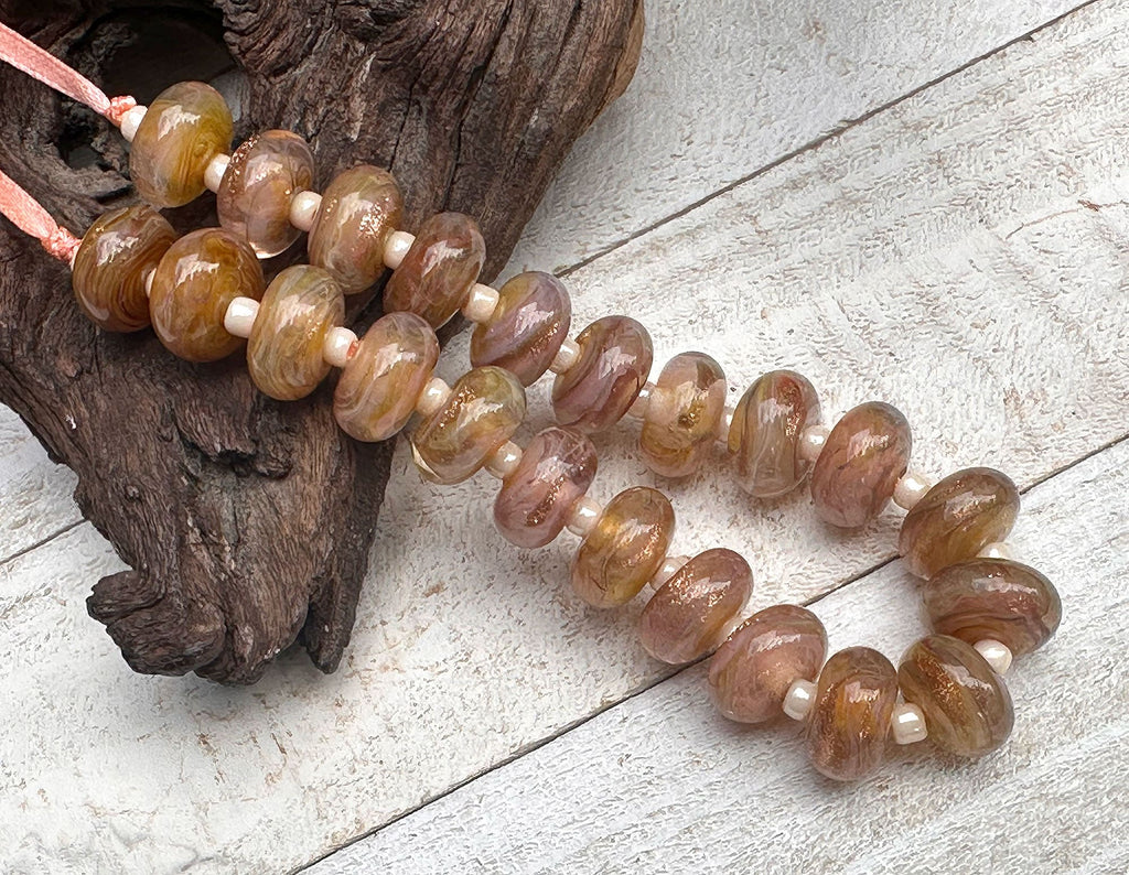 peach lampwork beads
