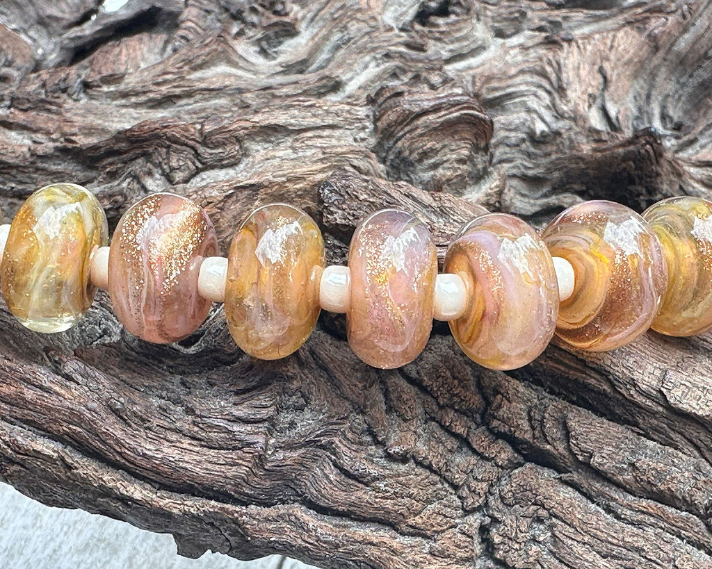 peach lampwork beads