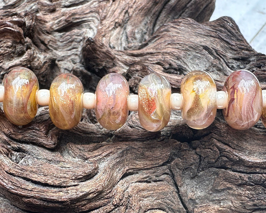 peach lampwork beads