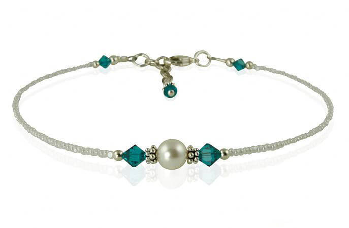 custom crystal pearl anklet