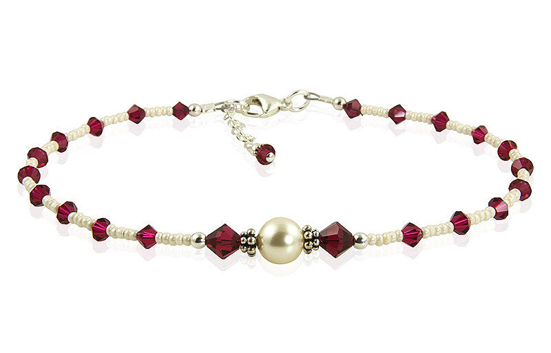 Custom Jewel Tones Crystal Pearl Anklet - SWCreations
 - 1