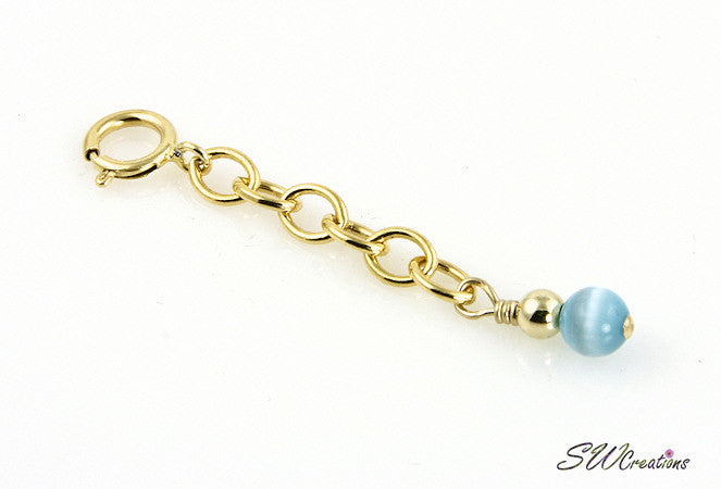 Aqua Cats Eye Gold Bracelet Extender - SWCreations
